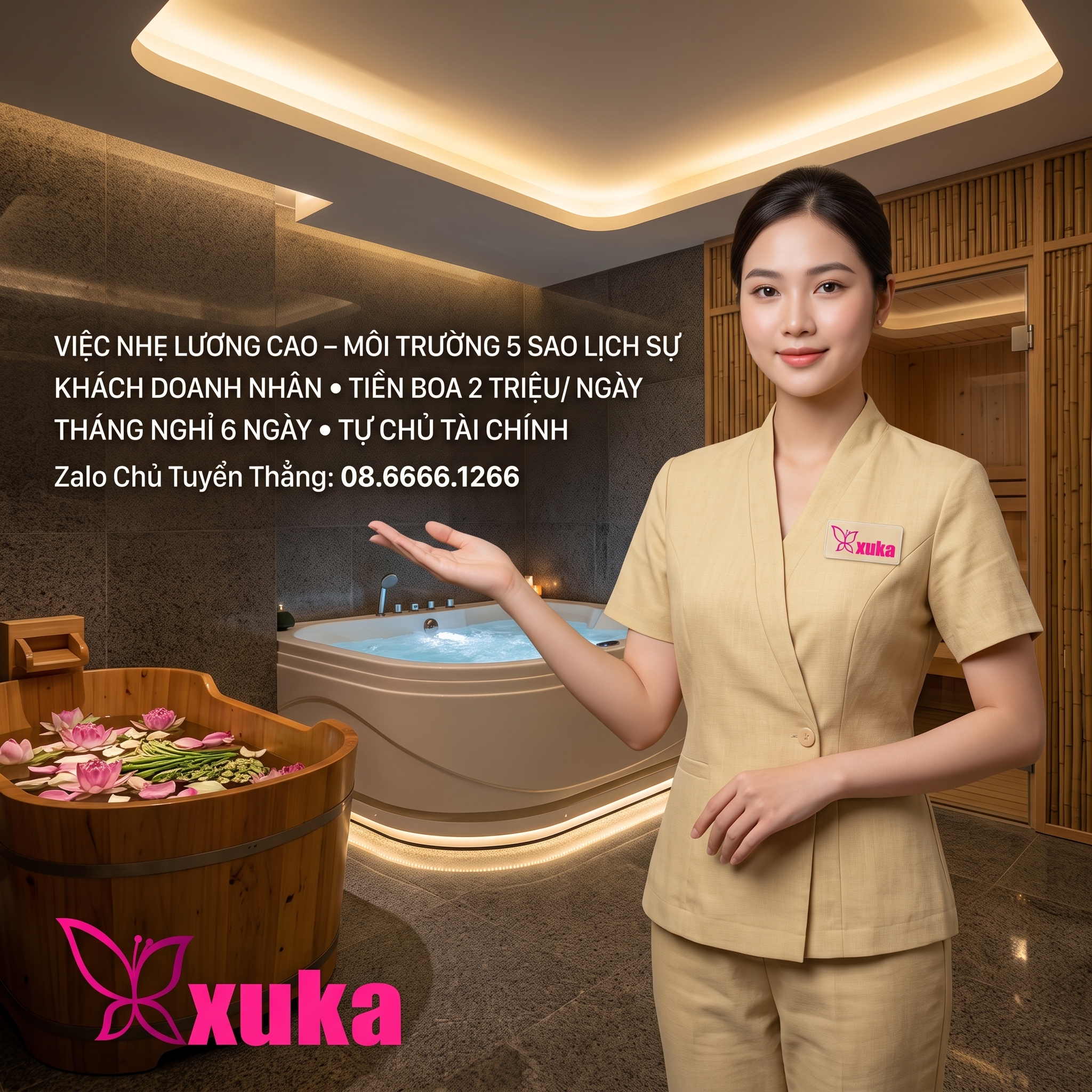 Nữ KTV Spa VIP XUKA Tác Phong Chuyên Nghiệp 5 Sao